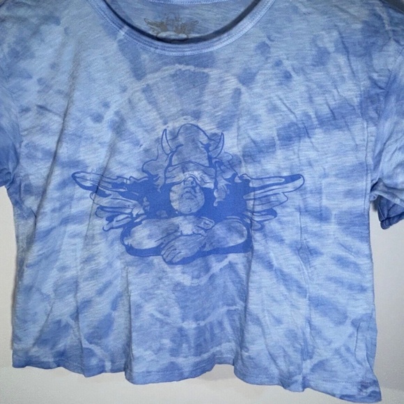 Boys Lie Lady Butterfly Blue Tie Dye With Love Cropped Tee Size M - Picture 4 of 10